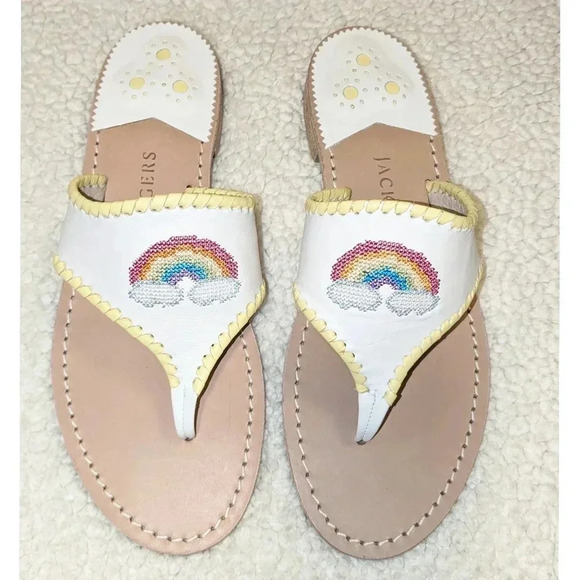 Jack Rogers Rainbow Embroidered Flat Sandal - Picture 1 of 7